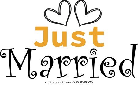 just married with heart vector file for t shirt and banner design