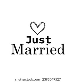 just married with heart vector file for t shirt and banner design