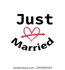 just married with heart vector file for t shirt and banner design