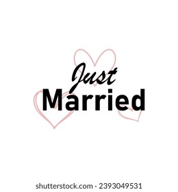 just married with heart vector file for t shirt and banner design