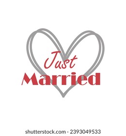 just married with heart vector file for t shirt and banner design