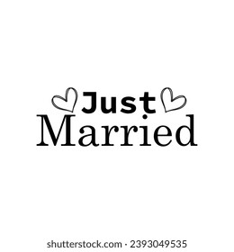 just married with heart vector file for t shirt and banner design