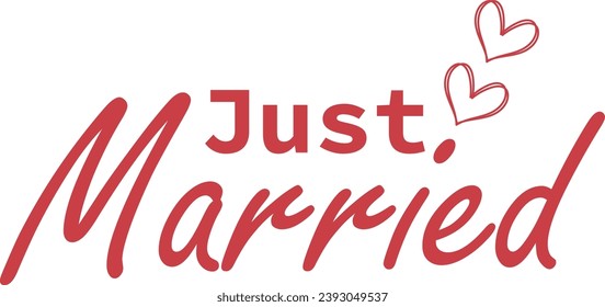 just married with heart vector file for t shirt and banner design