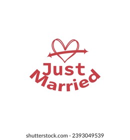 just married with heart vector file for t shirt and banner design