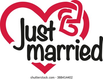 Just married with hearts