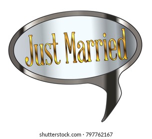 Just married icon bubble over a white background