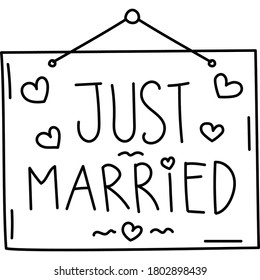 Just Married Icon. Doddle Hand Drawn or Black Outline icon Style.