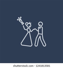 Just married icon. Just married linear design concept from Wedding and love collection. Simple element vector illustration on dark blue background.