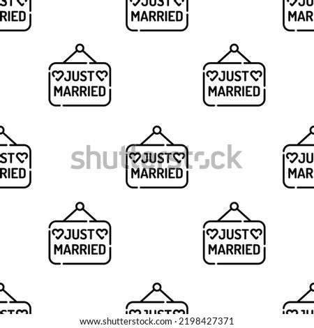 just married icon pattern. Seamless just married pattern on white background.