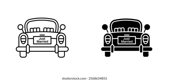 Just married icons in outline and fill. vector illustration for ui.