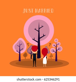 Just Married : Invitation Card template vector/illustration