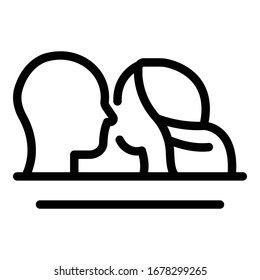 Just married kiss icon. Outline just married kiss vector icon for web design isolated on white background