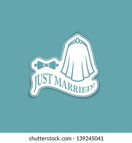 Just married label - vector illustration