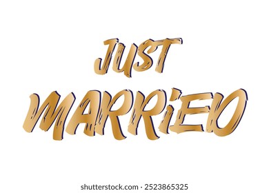 Just Married Lettering calligraphy brush pen. Vector illustration. Typography Print