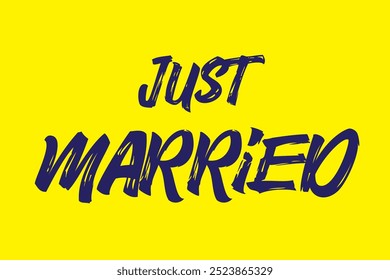 Just Married Lettering calligraphy brush pen. Vector illustration. Typography Print