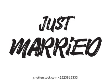 Just Married Lettering calligraphy brush pen. Vector illustration. Typography Print