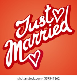 just married lettering sign