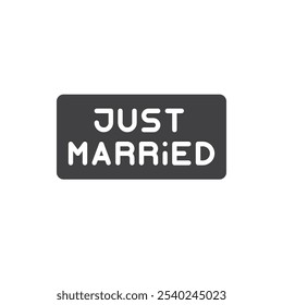 Just Married Lettering vector icon. filled flat sign for mobile concept and web design. Just Married Sign glyph icon. Symbol, logo illustration. Vector graphics