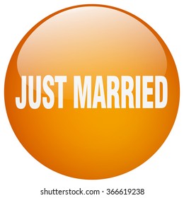 just married orange round gel isolated push button