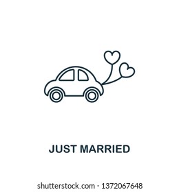 Just Married outline icon. Premium style design from honeymoon icons collection. Simple element just married icon. Ready to use in web design, apps, software, printing