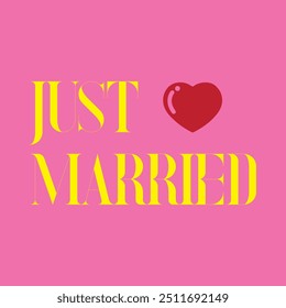 Just married postcard. Hand drawn brush style modern calligraphy. Vector illustration of handwritten lettering.