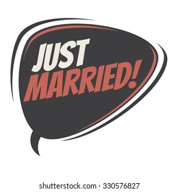 just married retro speech bubble