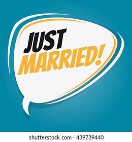 just married retro speech bubble