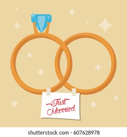 just married rings star background