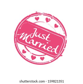 "Just Married" round retro rubber stamp vector