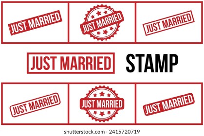 Just Married Rubber Stamp Set Vector