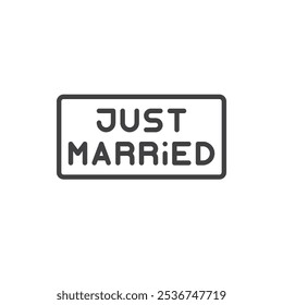 Just Married Sign line icon. linear style sign for mobile concept and web design. Just Married Lettering outline vector icon. Symbol, logo illustration. Vector graphics