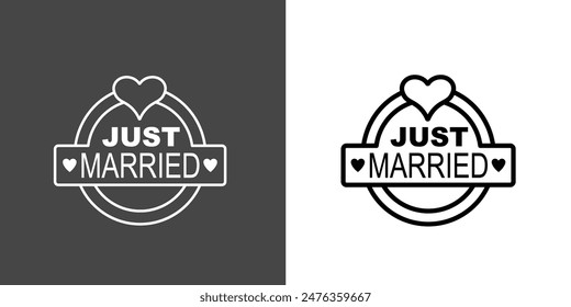 Just Married Sign Outline Icon Vector Illustration