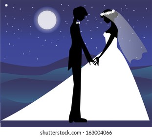 just married silhouette