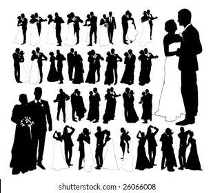 just married, silhouette