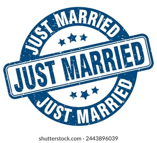 just married stamp. just married sign. round grunge label