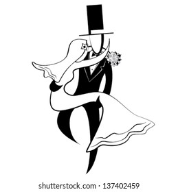 Just Married symbol - husband hold his wife