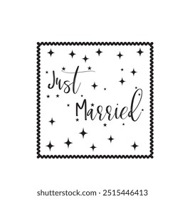 Just Married Text Alphabet Font  Calligraphy. Modern handmade calligraphy.