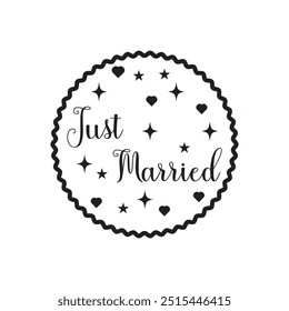 Just Married Text Alphabet Font  Calligraphy. Modern handmade calligraphy.