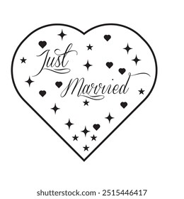 Just Married Text Alphabet Font  Calligraphy. Modern handmade calligraphy.