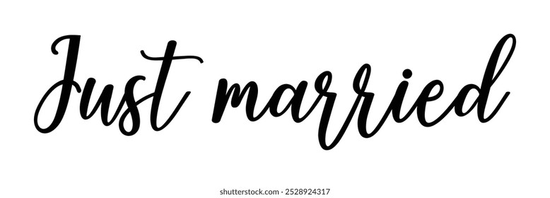 Just Married Text Alphabet Font Typography Calligraphy. Modern handmade calligraphy. Hand drawn lettering element for your design in eps 10.