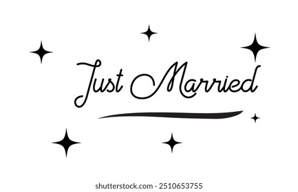 Just married typography or calligraphy on white background eps 10.