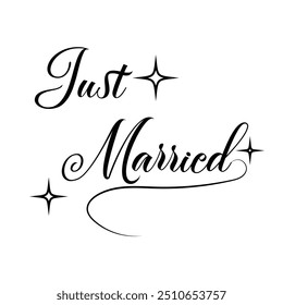 Just married typography or calligraphy on white background eps 10.