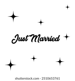 Just married typography or calligraphy on white background eps 10.