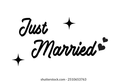 Just married typography or calligraphy on white background eps 10.