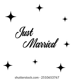 Just married typography or calligraphy on white background eps 10.