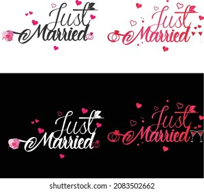  Just Married Typography Design. It can be used on T-Shirts, Mugs, Poster Cards, Badge and much more.