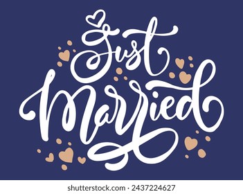 Just married typography element vector illustration