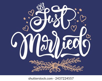 Just married typography vector illustration