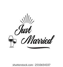 Just married  vector calligraphic or typography eps 10.