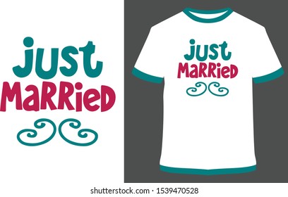 Just married - Vector graphic, typographic poster, vintage, label, badge, logo, icon or t-shirt